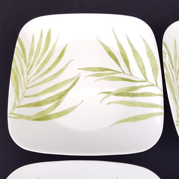 4pc Corelle Vitrelle Bamboo Leaf Square Dinner Plate Set, Made in USA - Picture 7 of 9